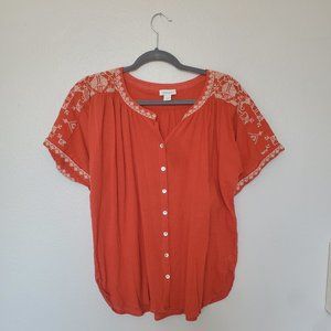Sundance burnt orange embroidered top
